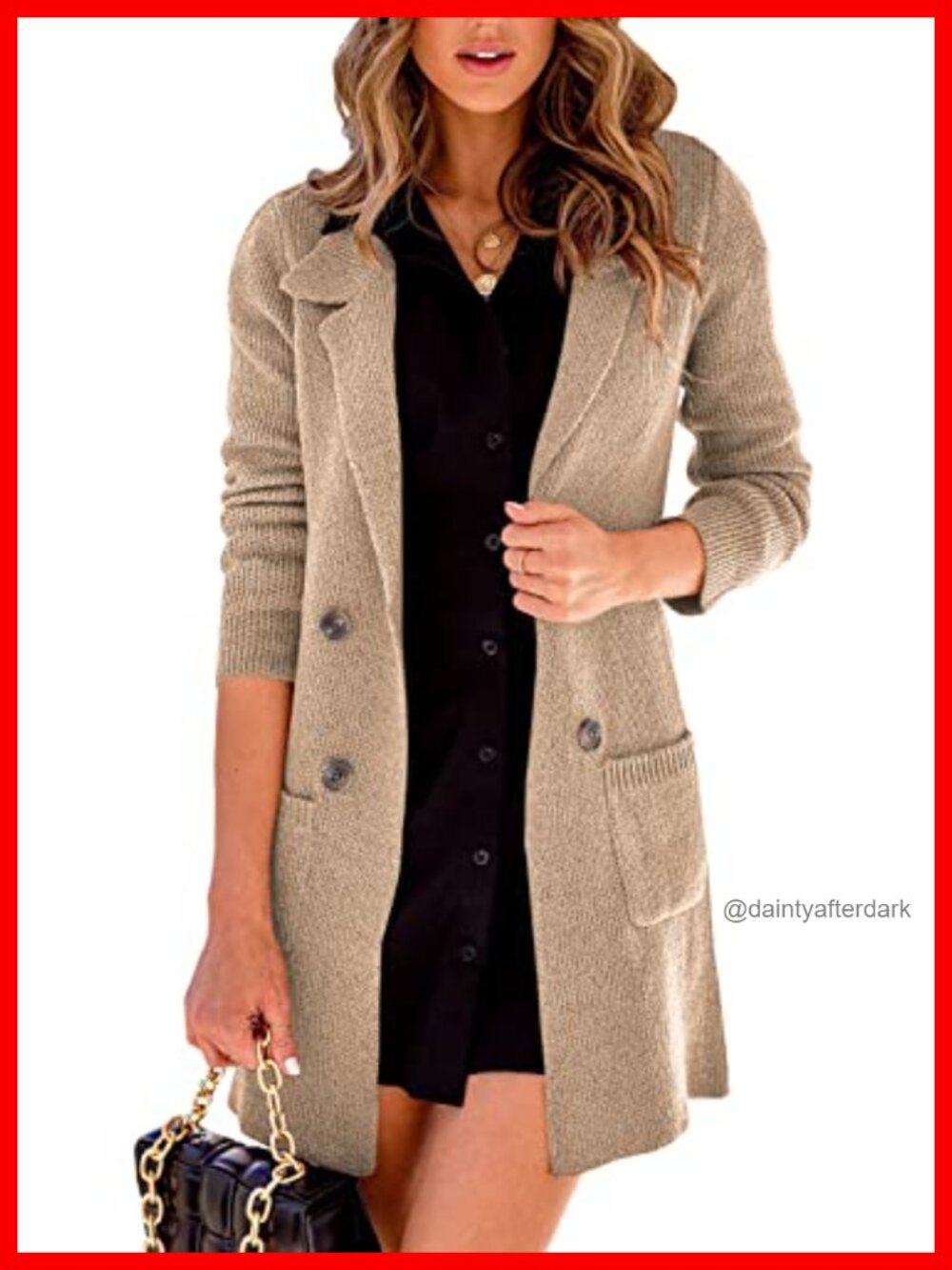 Women Open Front Lapel Collar Button Down Long Sweater Cardigan Outerwear Coat